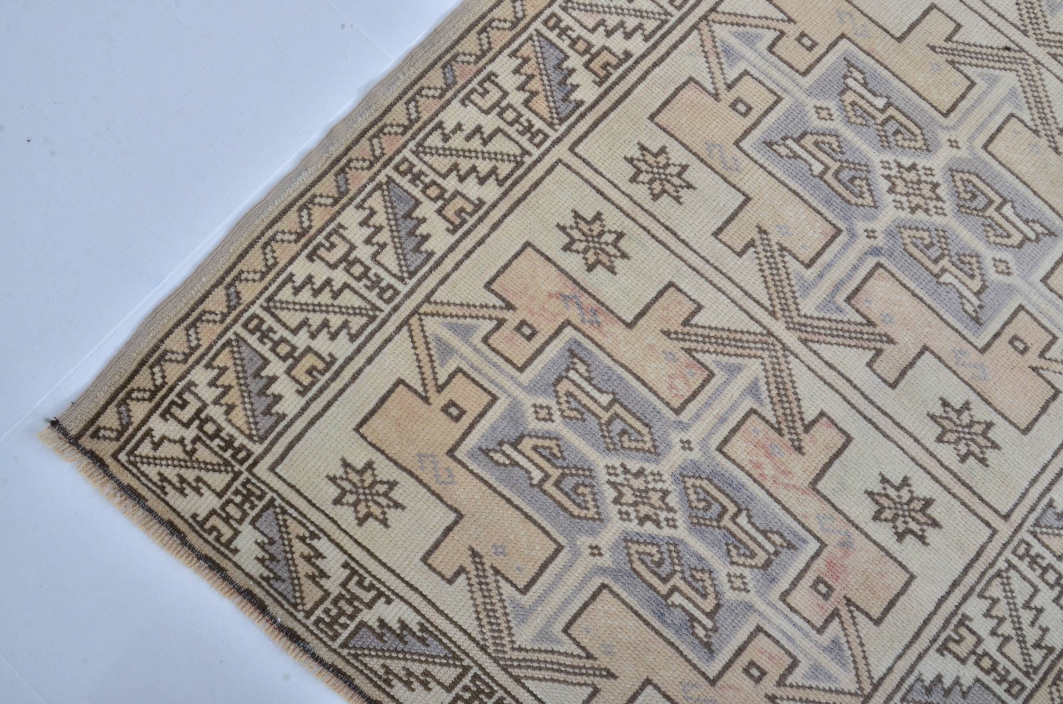 Tapis de couloir Oushak noué à la main