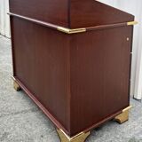 Commode scriban de marine bois laiton vintage et sa chaise