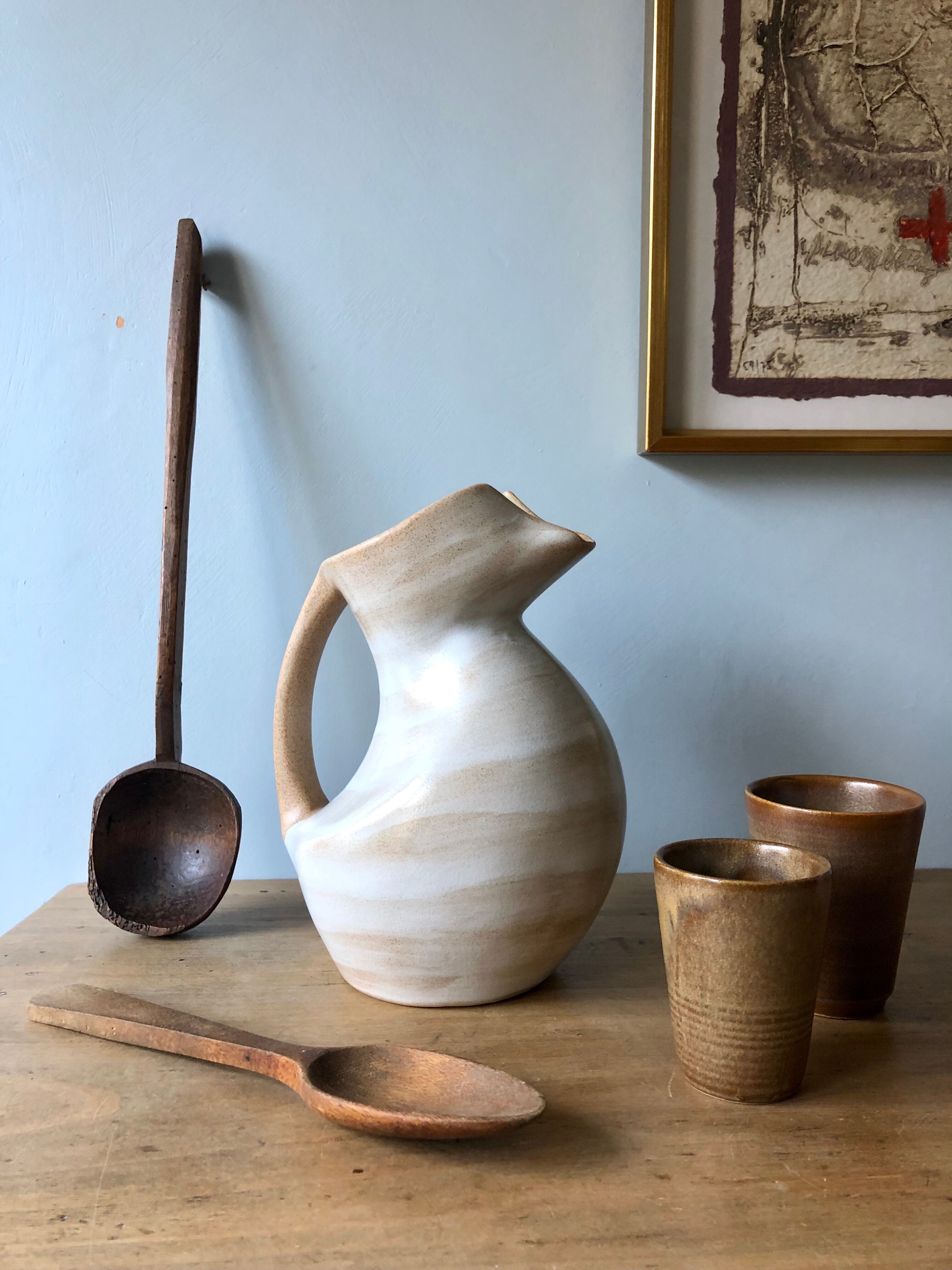 Zoomorphic pitcher faiencerie de saint amand 60s