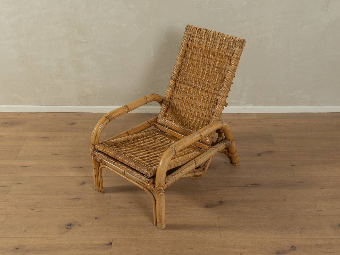 Chaise longue en bambou des années 1960