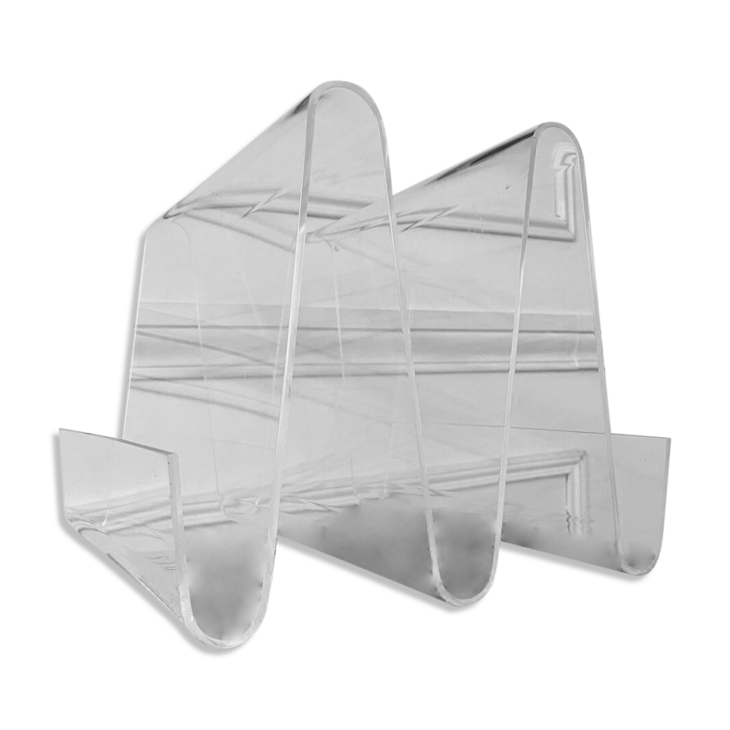 Vintage 70s Plexiglas magazine rack