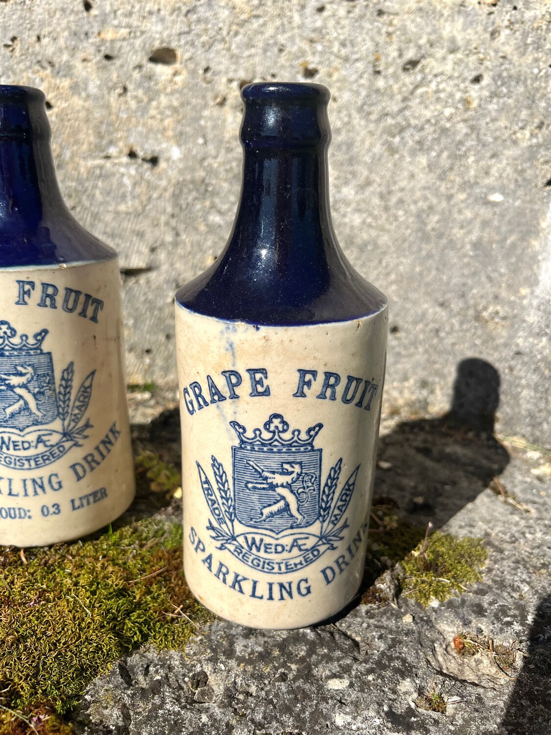 French stoneware grapefruit sparkling drink bottles
