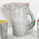 Pitcher service + 6 vintage glasses 1960