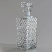 Square Whisky Carafe with Diamond Point Decoration in Moulded-Cut Glass