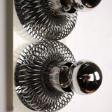 Series of 3 spring wall lights by Philippe Rogier for Oxar, France, 1970s