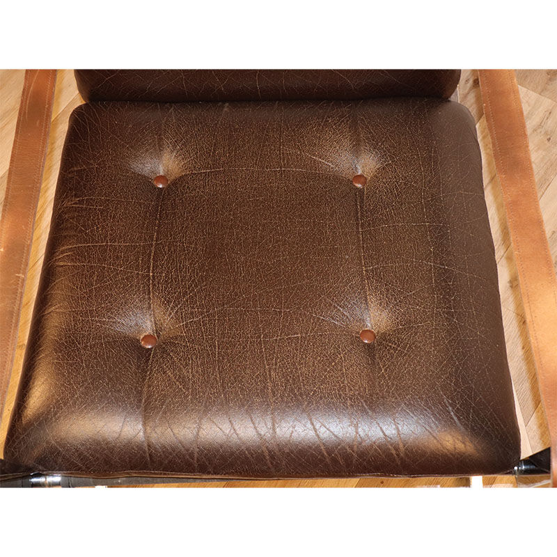 Pair of leather and chrome metal armchairs 1970