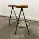 Pair of Industrial Vintage Metal Frame Bar Stools, France 1970s.