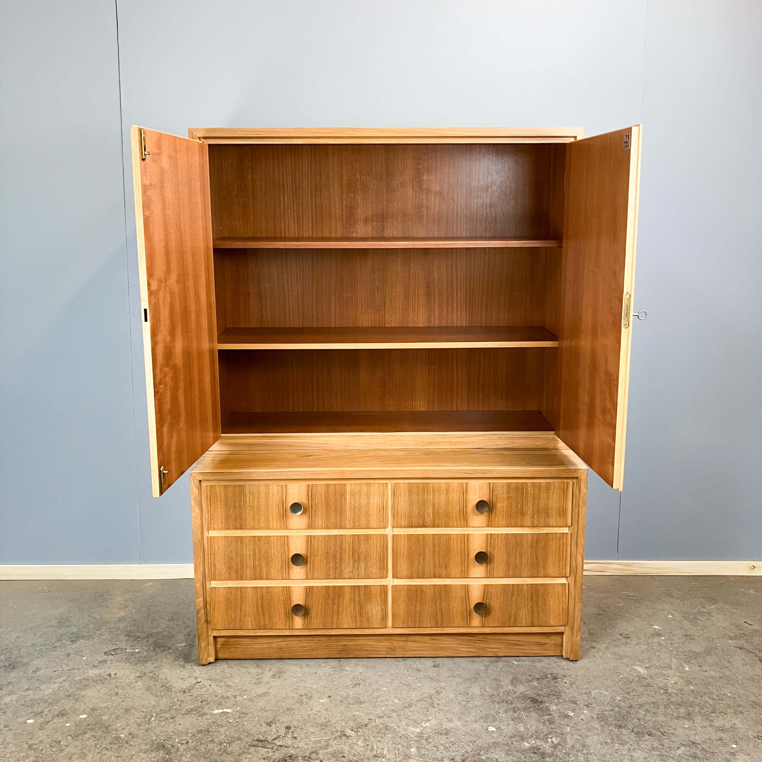 Chest of drawers and cabinet combination by WK-Möbel, walnut, 1960s
