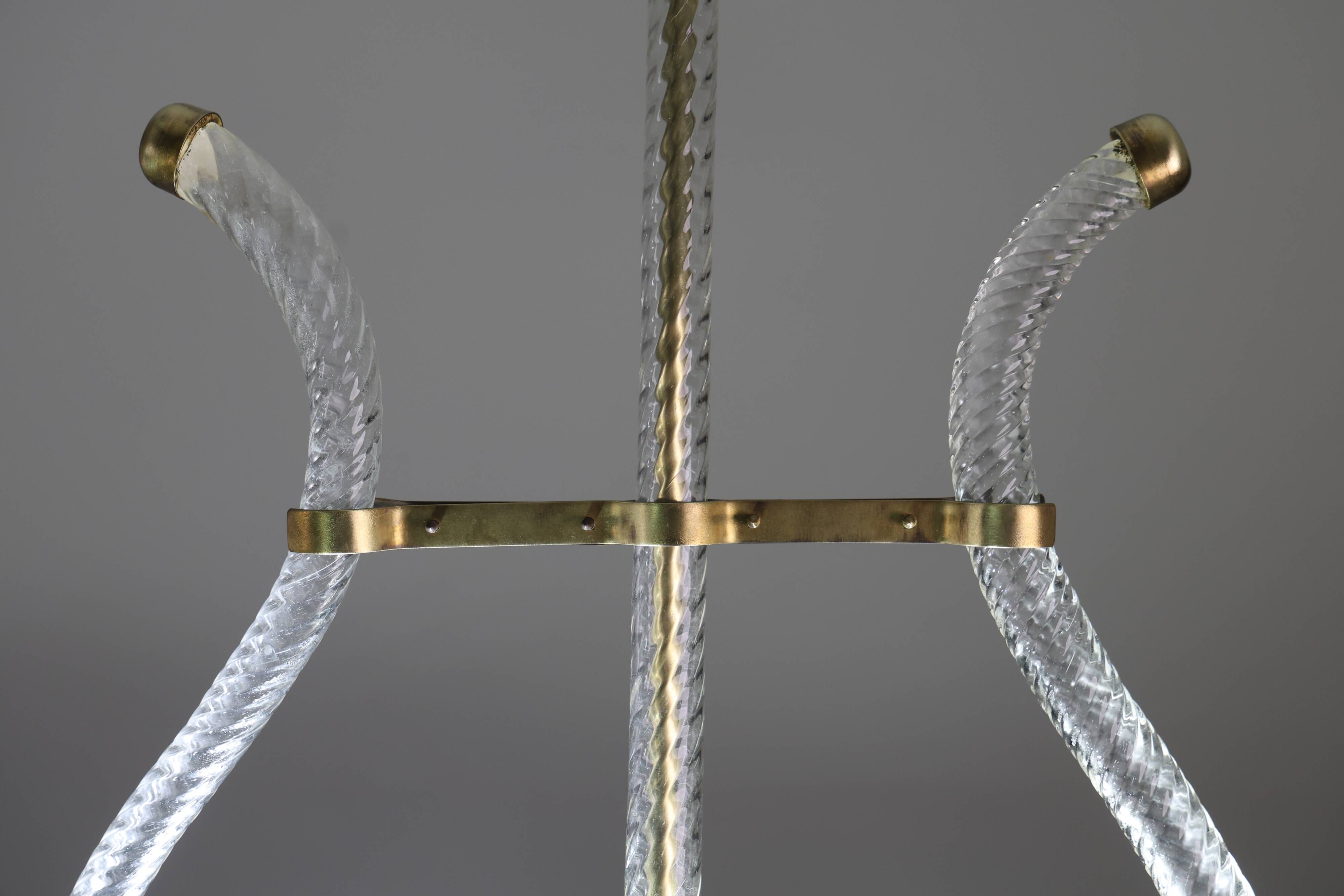 Amazing 2 Light Clear Rostrato Murano Glass Chandelier by Barovier & Toso,