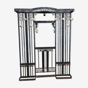 Art deco wrought iron coat rack