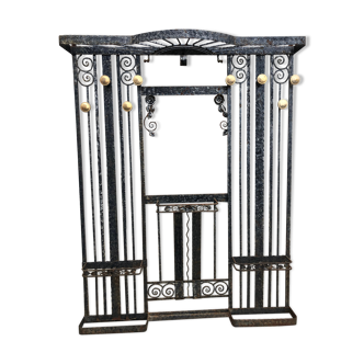 Art deco wrought iron coat rack