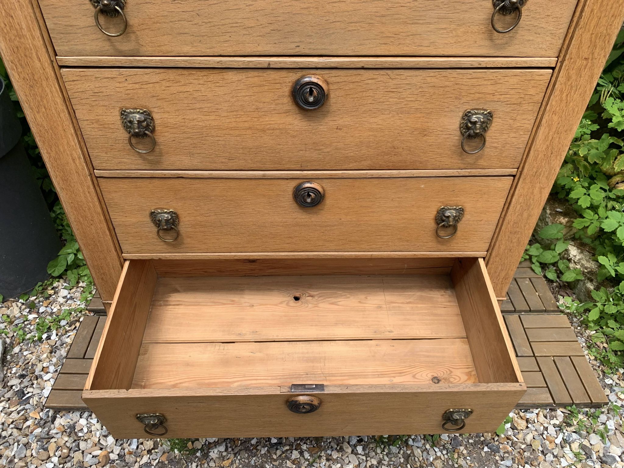 High Empire chest of drawers in solid raw oak