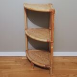 Bamboo and rattan corner shelf