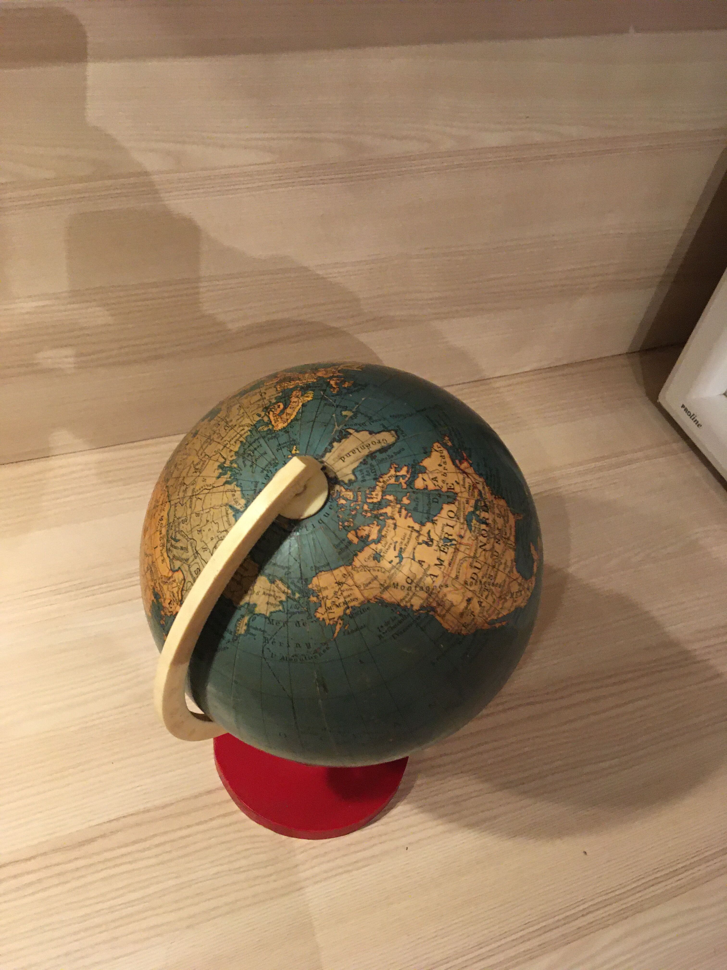 Earth globe ancient wooden foot