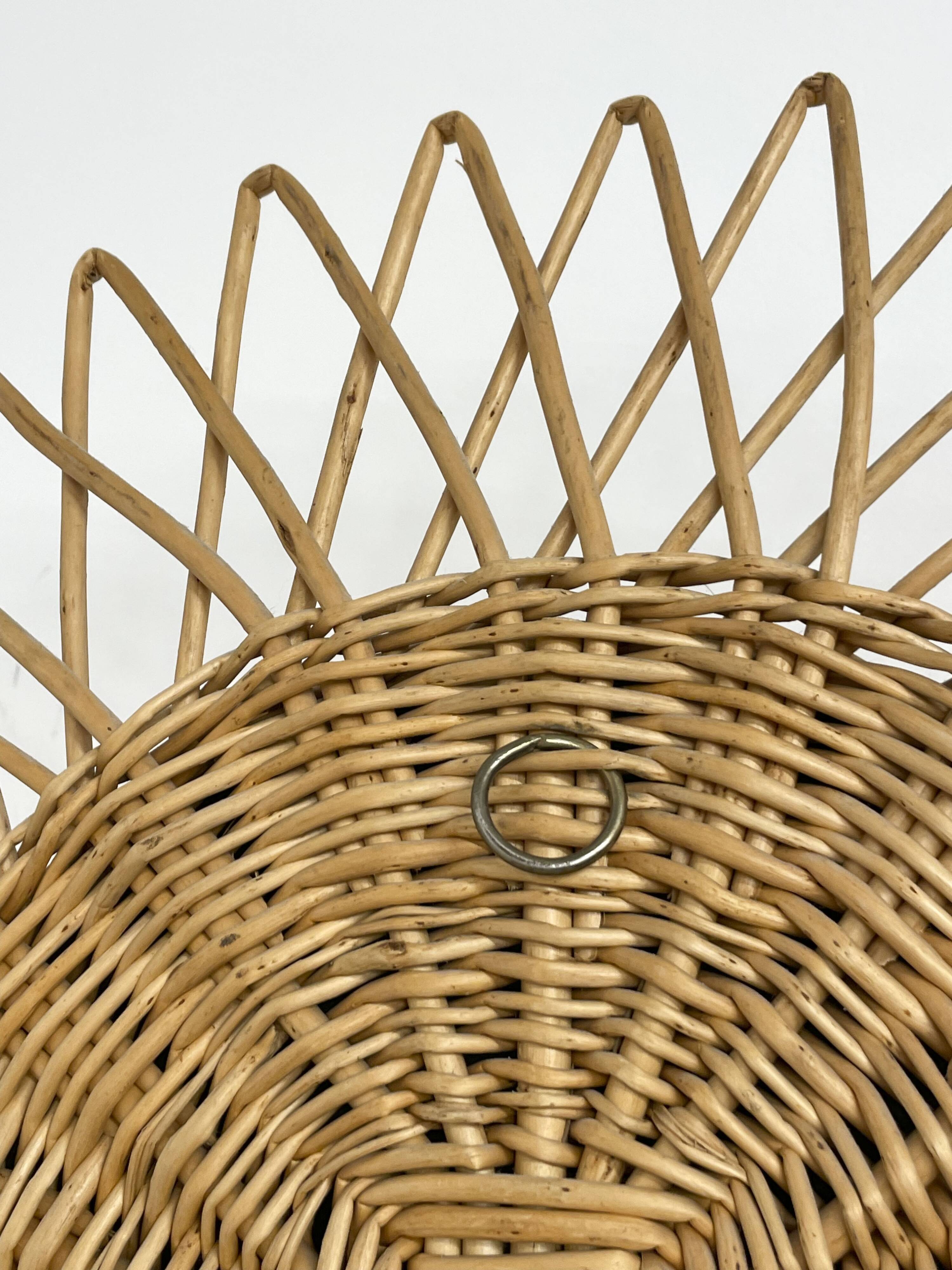 Woven wicker sun mirror