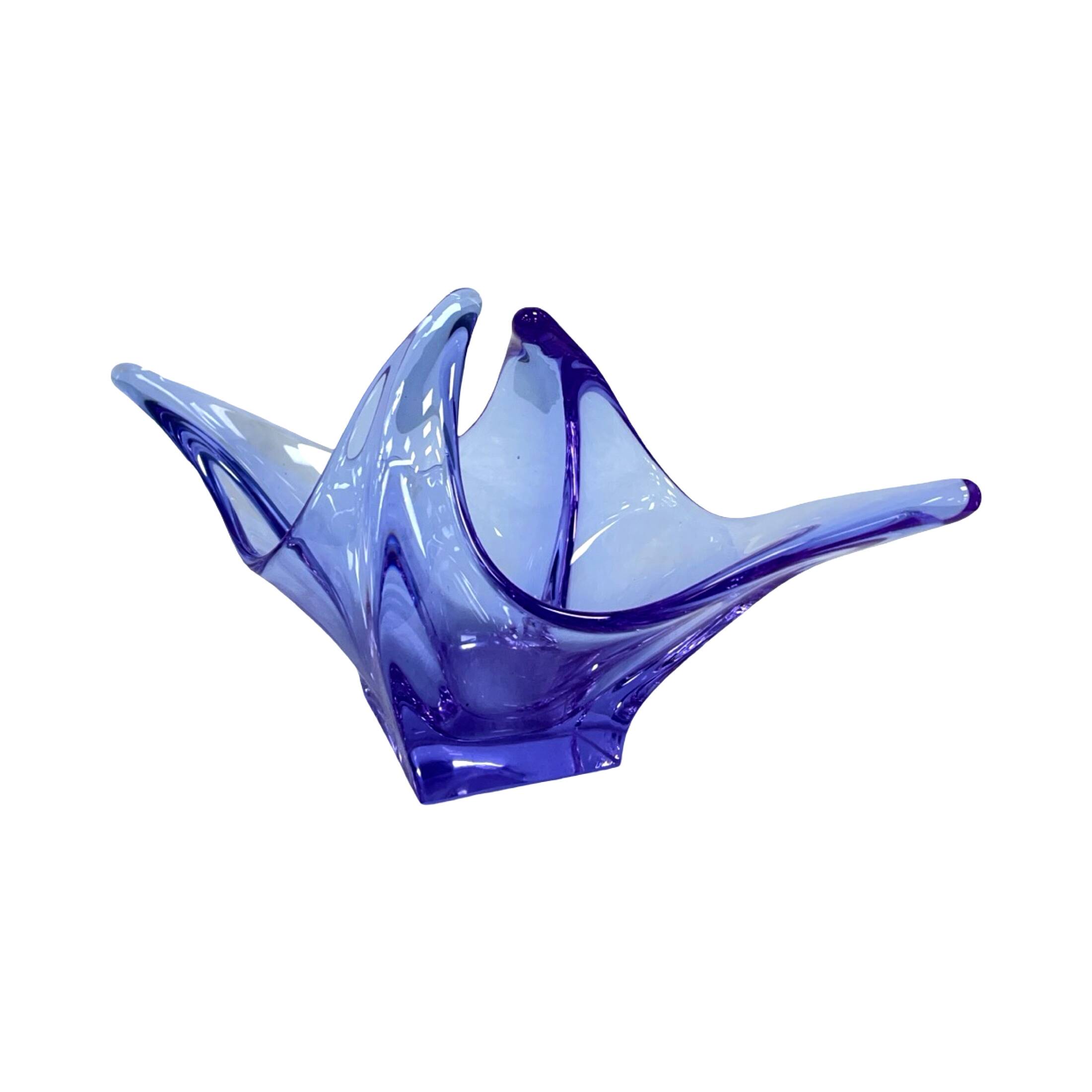 Bowl, basket, neodymium glass, Zelezný Brod ZBS, designed by M. Klinger, Cz