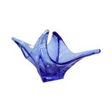 Bowl, basket, neodymium glass, Zelezný Brod ZBS, designed by M. Klinger, Cz