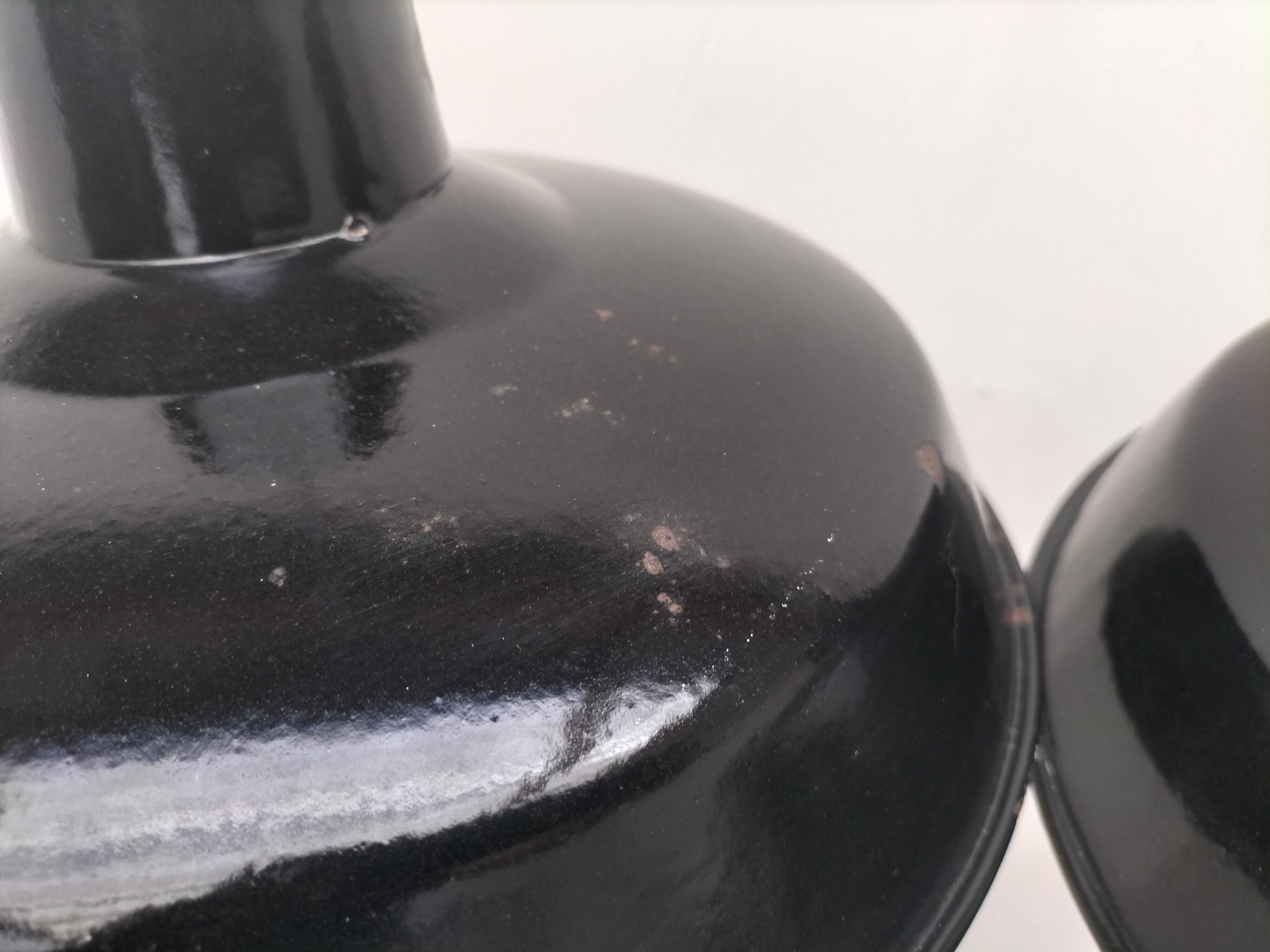 Enameled sheet metal pendant lights