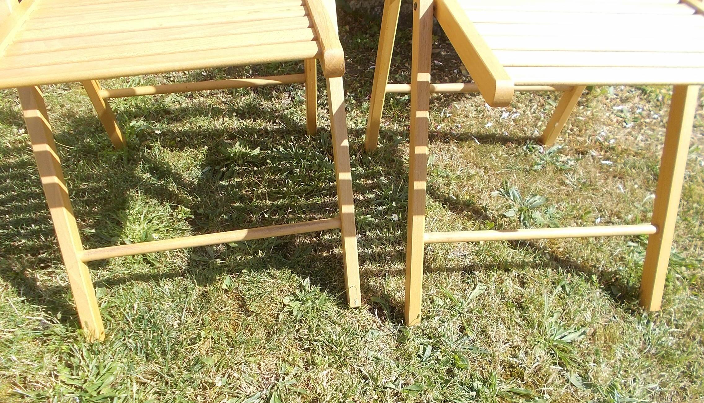 pair of vintage wooden folding chairs