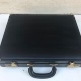 Old travel Gerard Henon leather black briefcase