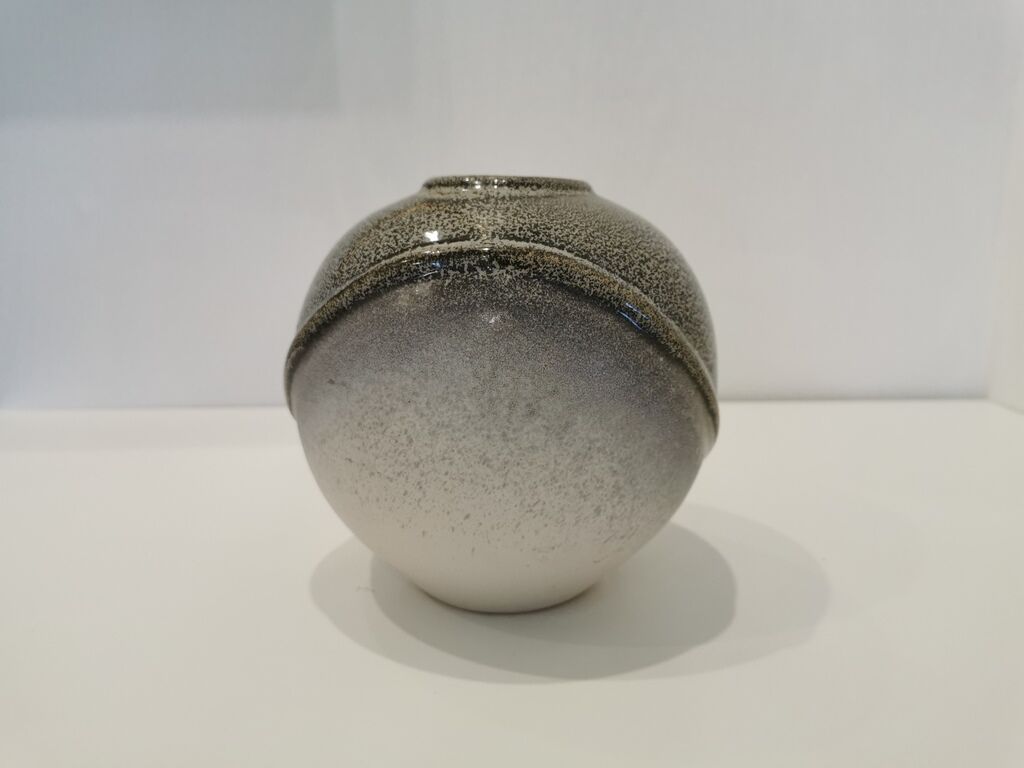 Grey potter's ball vase