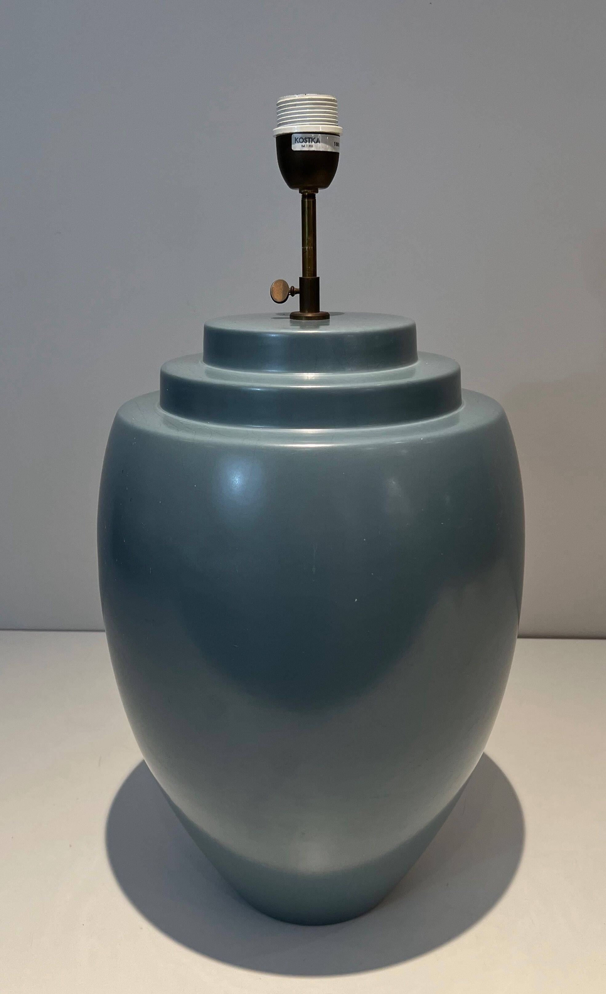 Blue ceramic lamp by Kosta