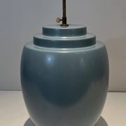 Blue ceramic lamp by Kosta