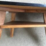 Modernist free-form tripod coffee table 2 trays - 1950