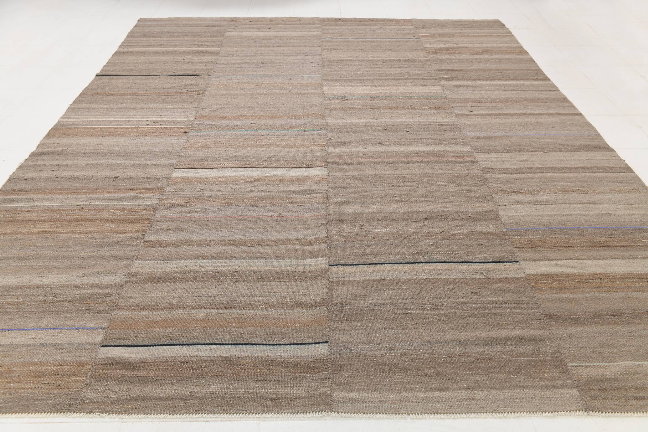 10x13 Turkish Brown & Bronze Handmade Kilim Rug, 303x386Cm