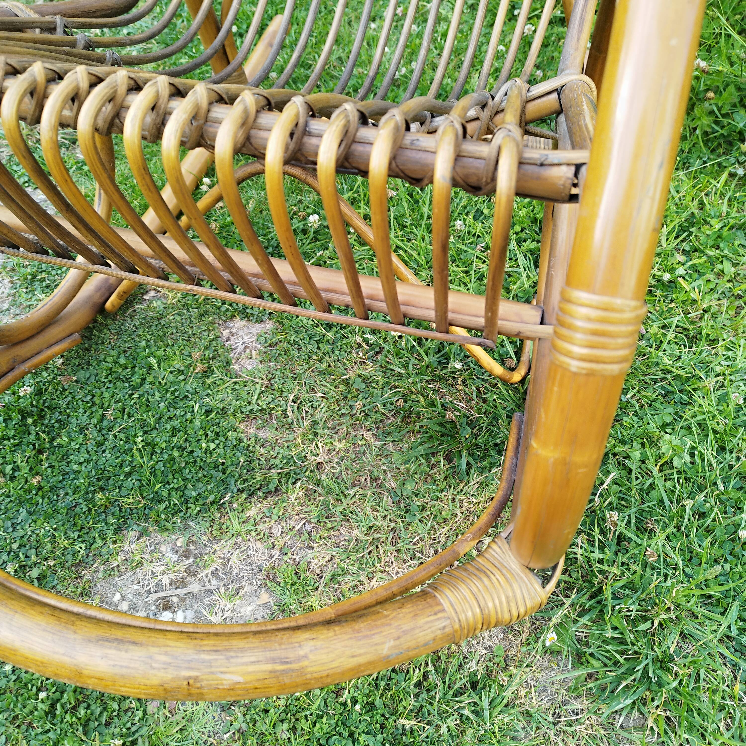 Rocking-chair vintage rotin