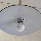 Industrial suspension in enamelled sheet metal and porcelain - mid 20th century