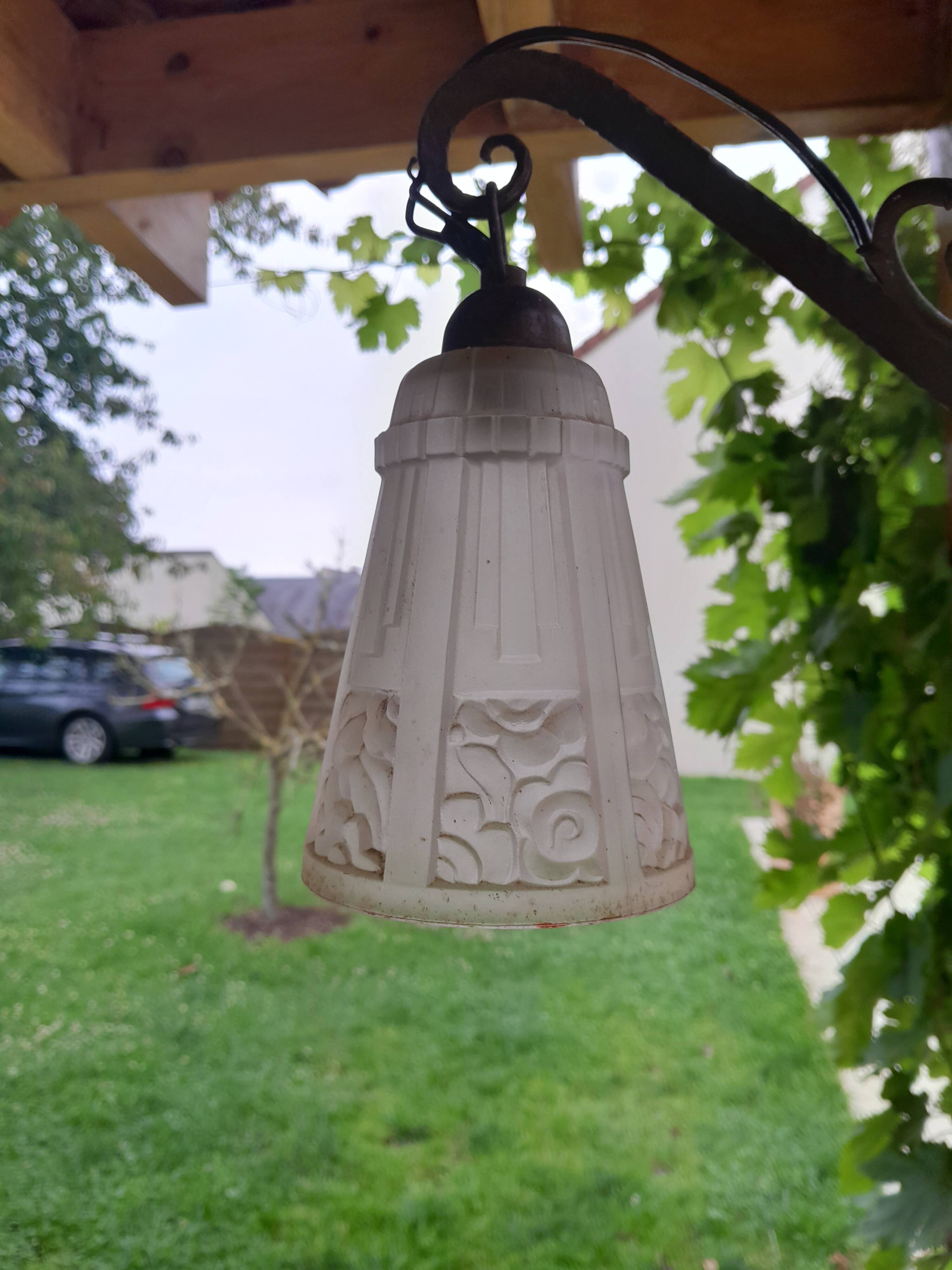 Art Deco chandelier wrought iron Nancy style twentieth era