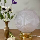 Vintage art deco globe table lamp in frosted glass