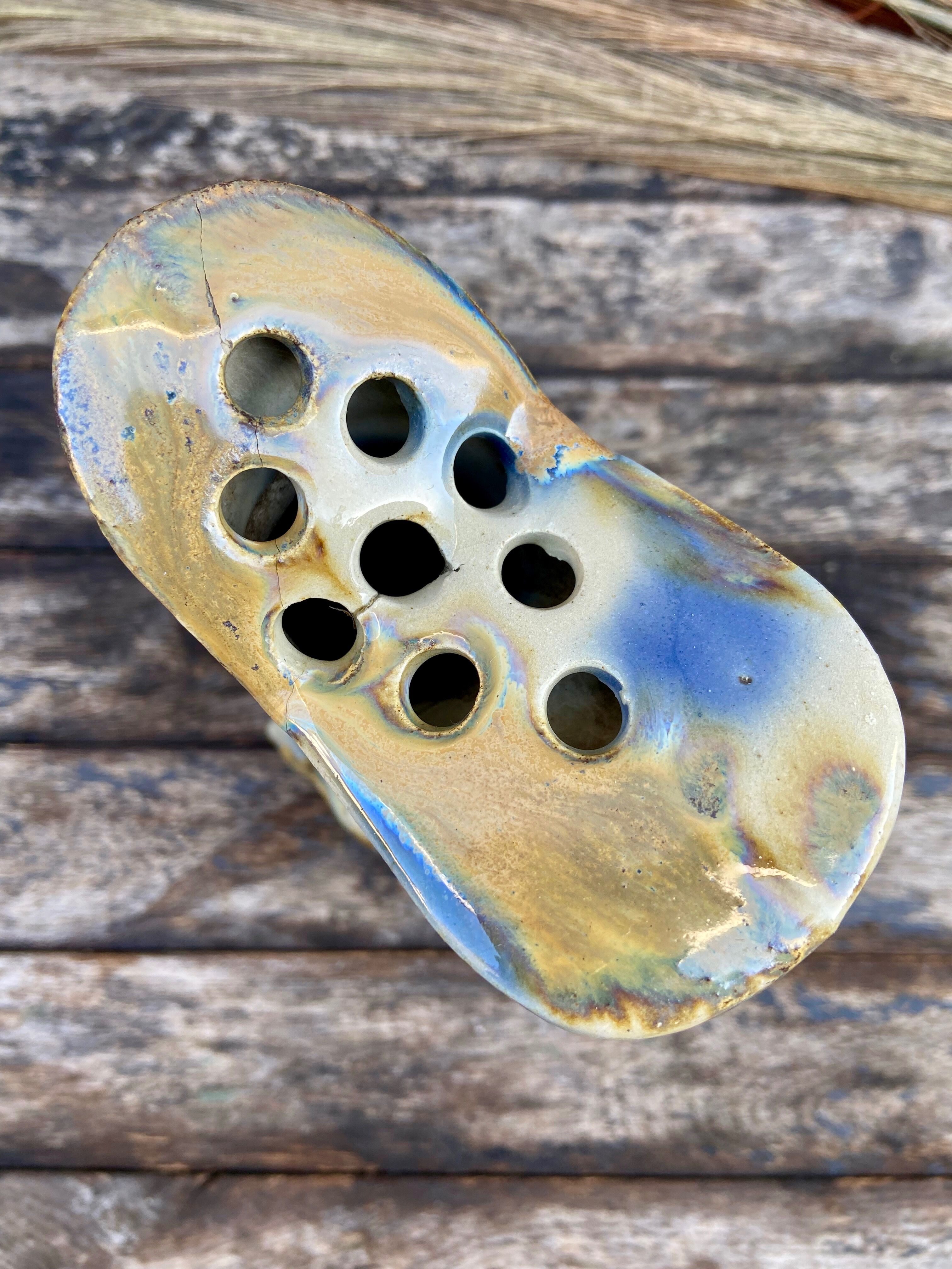 Vase pique flower in faience-fish-60s