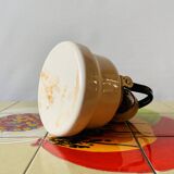 Vintage enameled sheet metal kettle - rooster decor