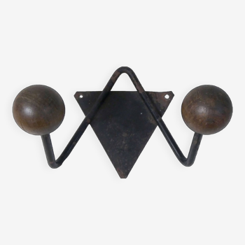 Coat rack with wooden ball hooks