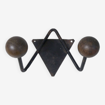 Porte manteau à patères boules de bois