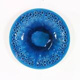 Danish mid-century blue turquoise large ceramic plate by H.A. Kahler