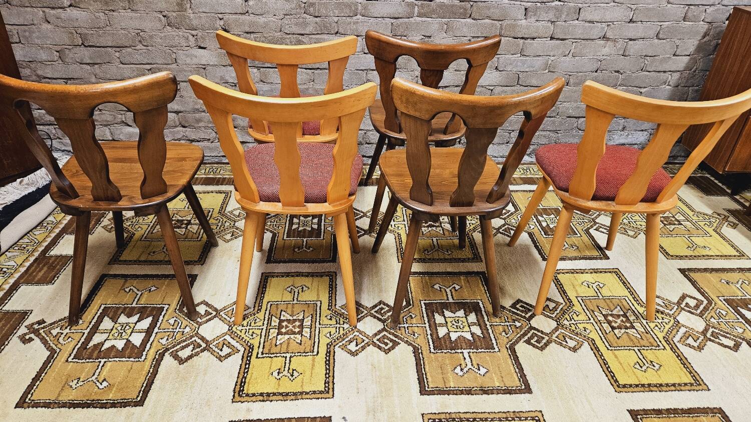 Set of 6 mismatched Baumann style bistro chairs from the 1970s