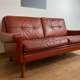 Vintage danish mid century 2 person Svend Skipper cognac sofa 1964