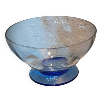 Blue art deco foot bowl Daum Nancy