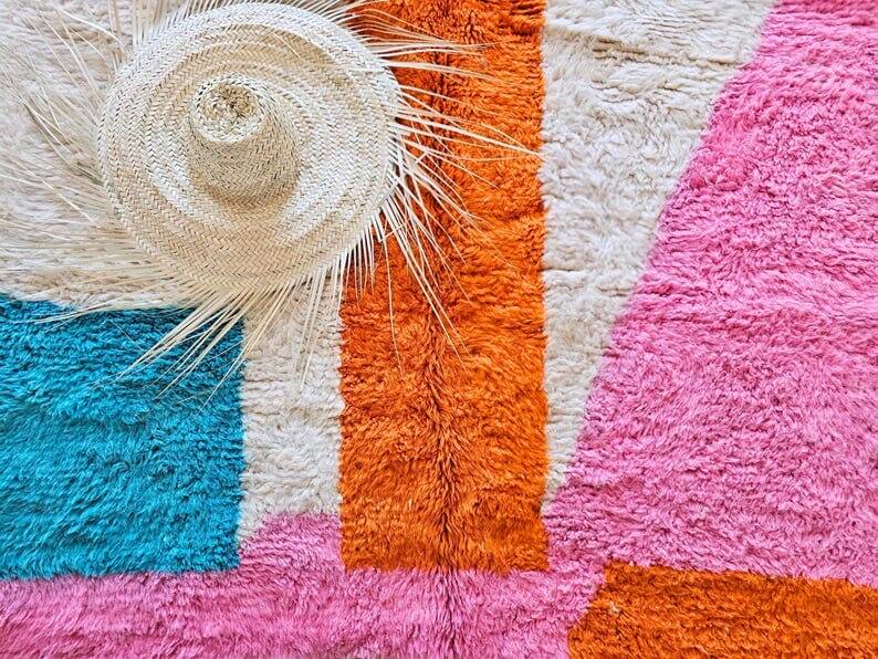 Colorful natural pure wool rug, size 200 x 300 cm