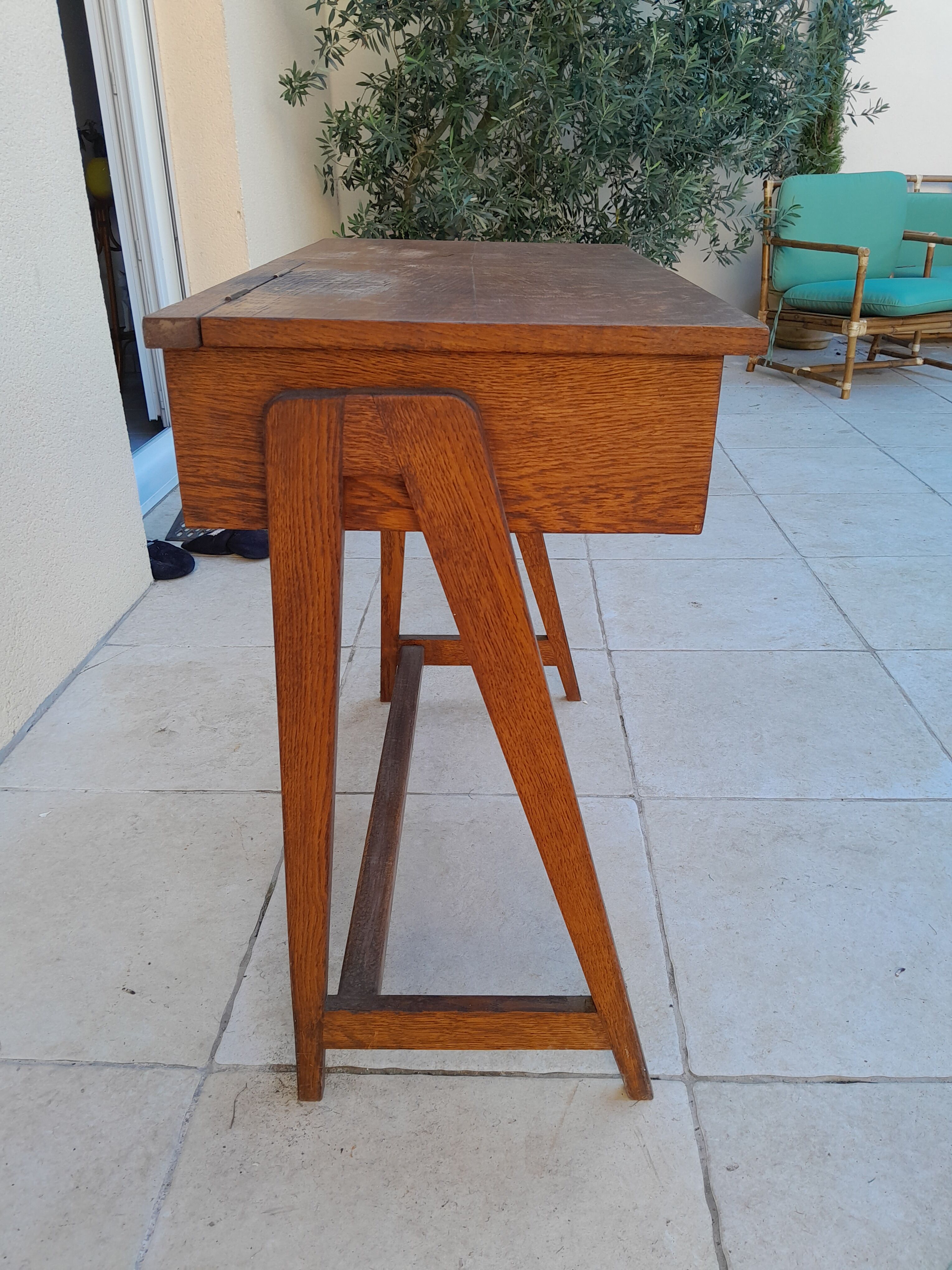 Vintage desk, reconstruction period, 50s oak