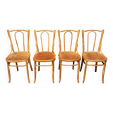 Set of 4 wooden bistro chairs with graceful seats