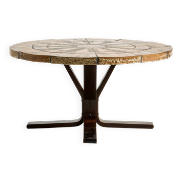 Table basse en hêtre avec plateau en pierre