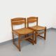 Pair of vintage sleigh chairs in beech wood and cane from the 70s