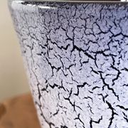 Crackled Reduction Glaze Planter in Blue and White Colours, Vintage Retro Flower Pot