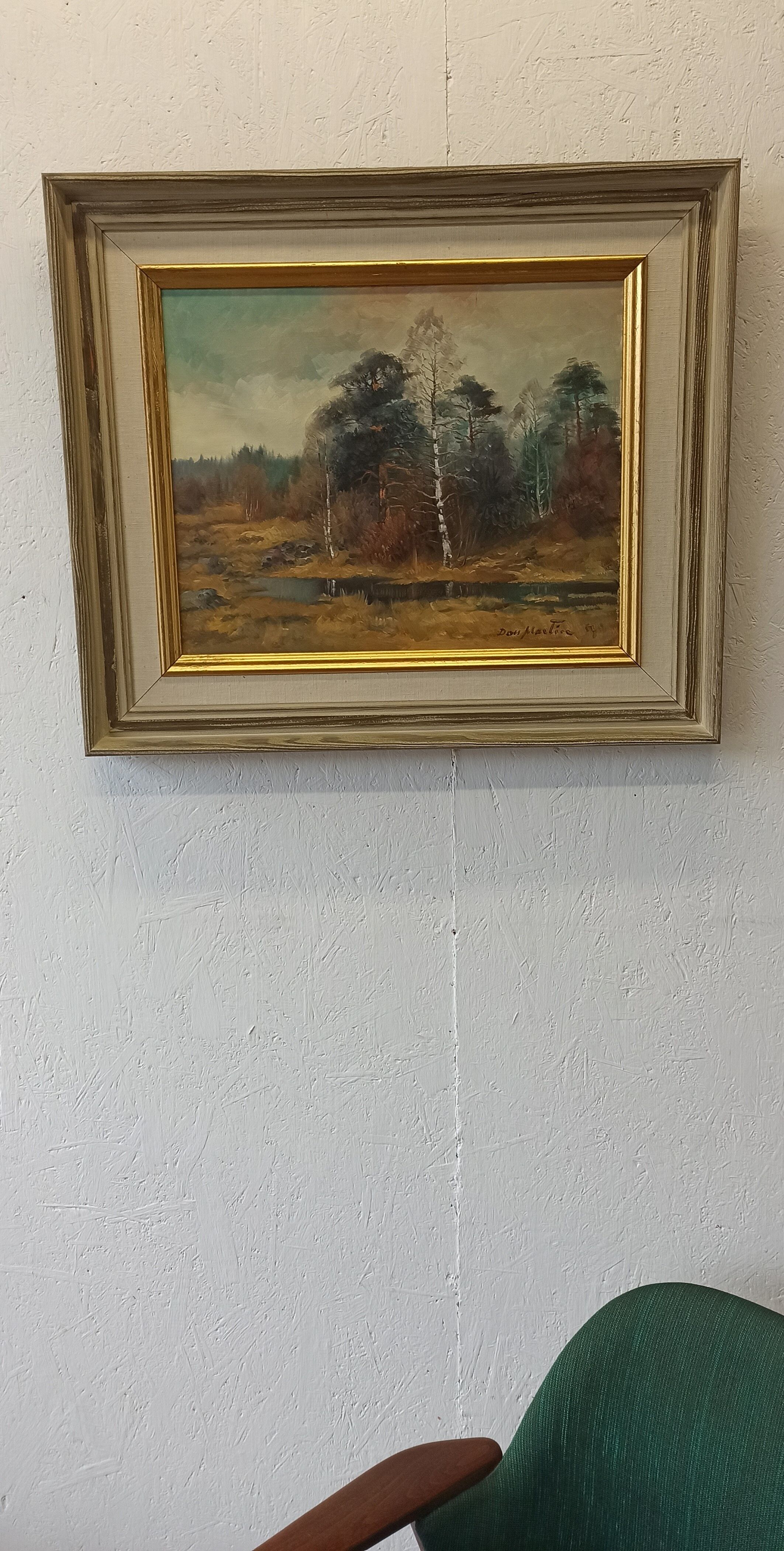 Huile sur toile. Paysage forestier par Dan Martin Masell (1910-1999).