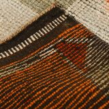 Tapis runner vintage berbère, motifs géométriques orange violet, 74x307Cm