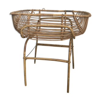 Vintage rattan cradle